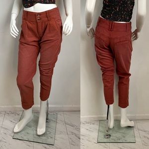 Free People Red Button Fly Ankle Pants